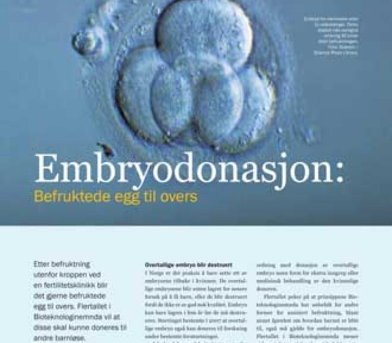 Embryodonasjon: Befruktede egg til overs