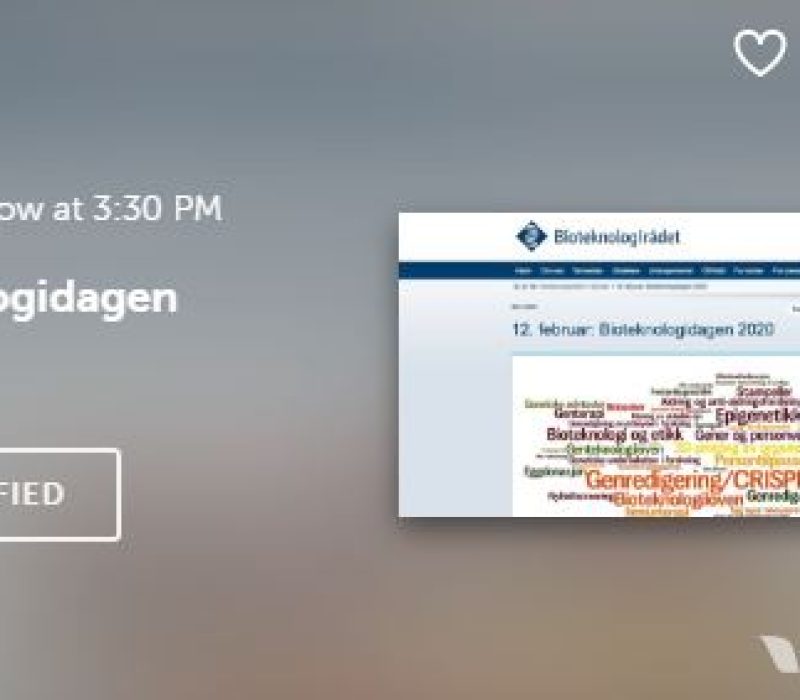 Strømmes onsdag kl. 15.30-18: Bioteknologidagen 2020